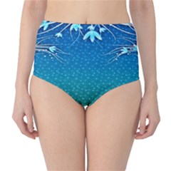 Floral 2d Illustration Background High-Waist Bikini Bottoms