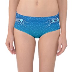 Floral 2d Illustration Background Mid-Waist Bikini Bottoms