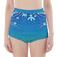 Floral 2d Illustration Background High-Waisted Bikini Bottoms