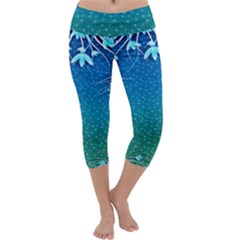 Floral 2d Illustration Background Capri Yoga Leggings