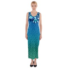 Floral 2d Illustration Background Fitted Maxi Dress