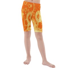 Retro Orange Circle Background Abstract Kids  Mid Length Swim Shorts by Nexatart