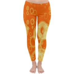 Retro Orange Circle Background Abstract Classic Winter Leggings by Nexatart