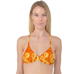 Retro Orange Circle Background Abstract Reversible Tri Bikini Top by Nexatart