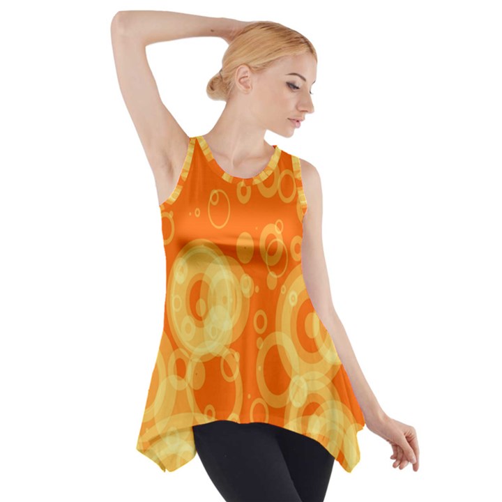 Retro Orange Circle Background Abstract Side Drop Tank Tunic