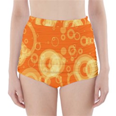 Retro Orange Circle Background Abstract High-waisted Bikini Bottoms by Nexatart