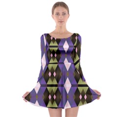 Geometric Abstract Background Art Long Sleeve Skater Dress