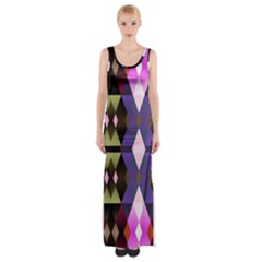 Geometric Abstract Background Art Maxi Thigh Split Dress by Nexatart