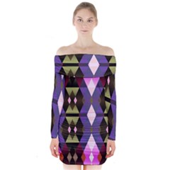 Geometric Abstract Background Art Long Sleeve Off Shoulder Dress by Nexatart