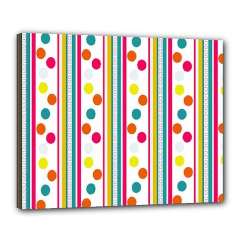 Stripes And Polka Dots Colorful Pattern Wallpaper Background Canvas 20  X 16  by Nexatart