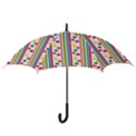 Stripes And Polka Dots Colorful Pattern Wallpaper Background Hook Handle Umbrellas (Small) View3