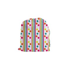 Stripes And Polka Dots Colorful Pattern Wallpaper Background Drawstring Pouches (small)  by Nexatart