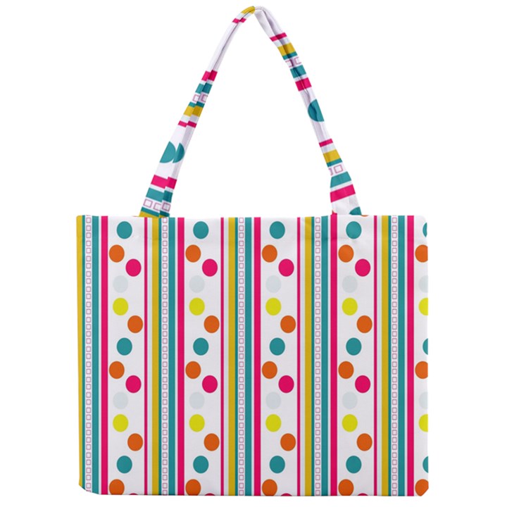 Stripes And Polka Dots Colorful Pattern Wallpaper Background Mini Tote Bag