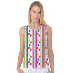 Stripes And Polka Dots Colorful Pattern Wallpaper Background Women s Basketball Tank Top by Nexatart