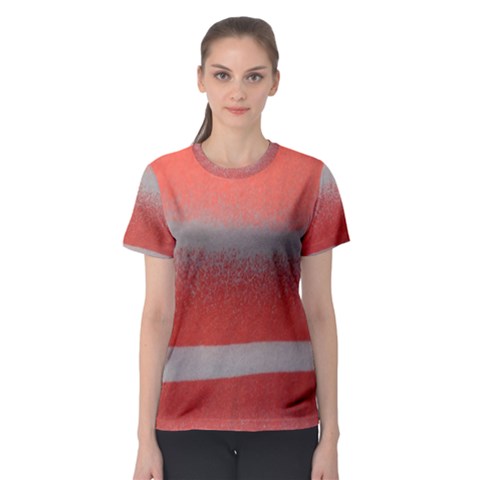 Orange Stripes Colorful Background Textile Cotton Cloth Pattern Stripes Colorful Orange Neo Women s Sport Mesh Tee by Nexatart