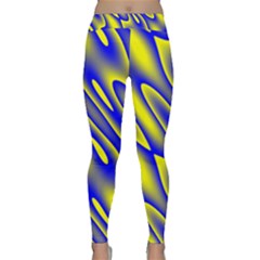 Blue Yellow Wave Abstract Background Classic Yoga Leggings by Nexatart