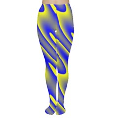 Blue Yellow Wave Abstract Background Women s Tights by Nexatart