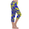 Blue Yellow Wave Abstract Background Capri Yoga Leggings View3