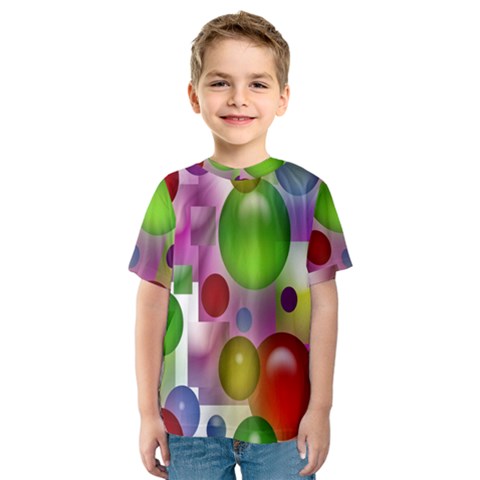 Colored Bubbles Squares Background Kids  Sport Mesh Tee by Nexatart