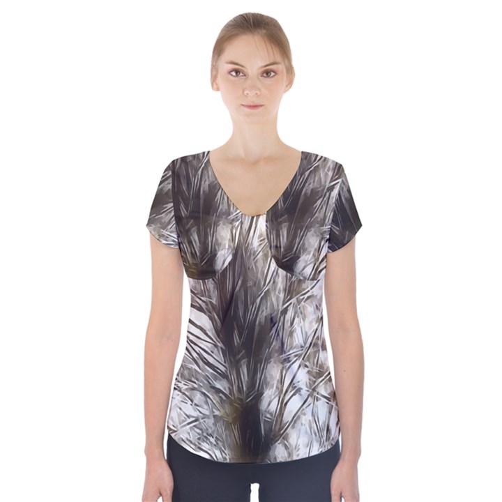 Tree Art Artistic Tree Abstract Background Short Sleeve Front Detail Top