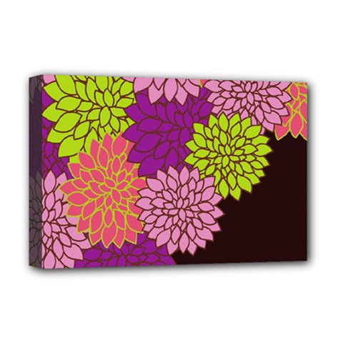 Floral Card Template Bright Colorful Dahlia Flowers Pattern Background Deluxe Canvas 18  X 12   by Nexatart