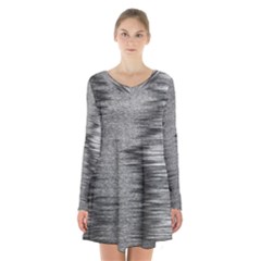 Rectangle Abstract Background Black And White In Rectangle Shape Long Sleeve Velvet V-neck Dress by Nexatart