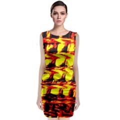 Yellow Seamless Abstract Brick Background Classic Sleeveless Midi Dress by Nexatart