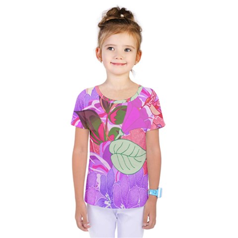 Abstract Design With Hummingbirds Kids  One Piece Tee by Nexatart