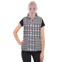 Colorful Pixelation Repeat Pattern Women s Button Up Puffer Vest by Nexatart