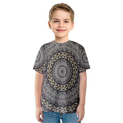 Celestial Pinwheel Of Pattern Texture And Abstract Shapes N Brown Kids  Sport Mesh Tee by Nexatart