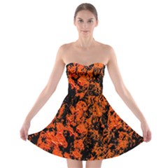 Abstract Orange Background Strapless Bra Top Dress