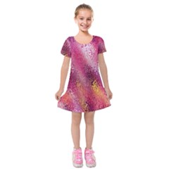 Red Seamless Abstract Background Kids  Short Sleeve Velvet Dress