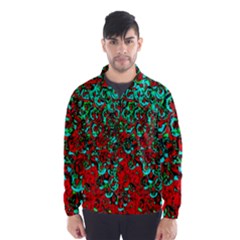 Red Turquoise Abstract Background Wind Breaker (men) by Nexatart