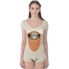 Artin Coffee Chocolate Brown Heart Love Boyleg Leotard  by Mariart