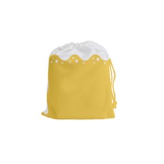 Beer Foam Yellow White Drawstring Pouches (small) 