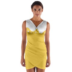 Beer Foam Yellow White Wrap Front Bodycon Dress by Mariart