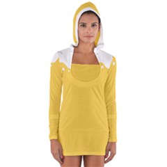 Beer Foam Yellow White Women s Long Sleeve Hooded T-shirt by Mariart