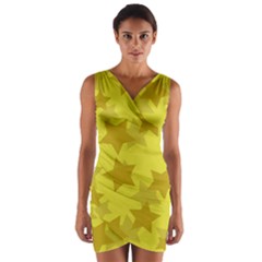 Yellow Star Wrap Front Bodycon Dress