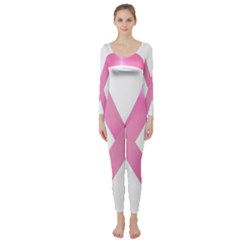 Breast Cancer Ribbon Pink Long Sleeve Catsuit by Mariart