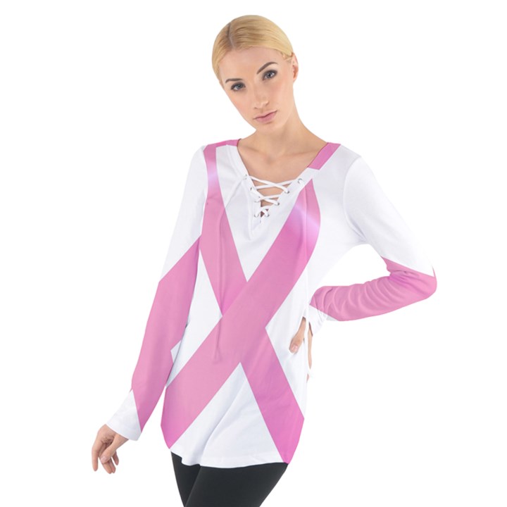 Breast Cancer Ribbon Pink Women s Tie Up Tee