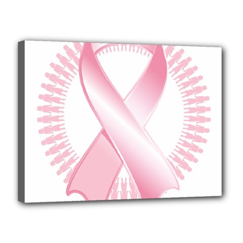 Breast Cancer Ribbon Pink Girl Women Canvas 16  X 12 