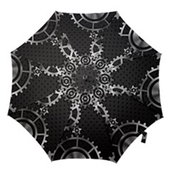 Chain Iron Polka Dot Black Silver Hook Handle Umbrellas (large)