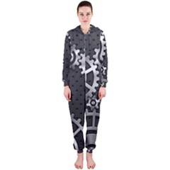 Chain Iron Polka Dot Black Silver Hooded Jumpsuit (ladies)  by Mariart