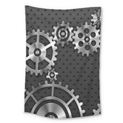 Chain Iron Polka Dot Black Silver Large Tapestry by Mariart