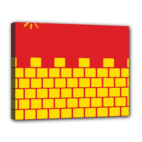 Firewall Bridge Signal Yellow Red Canvas 14  X 11 