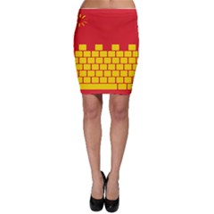 Firewall Bridge Signal Yellow Red Bodycon Skirt by Mariart