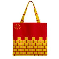 Firewall Bridge Signal Yellow Red Zipper Grocery Tote Bag