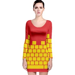 Firewall Bridge Signal Yellow Red Long Sleeve Velvet Bodycon Dress by Mariart