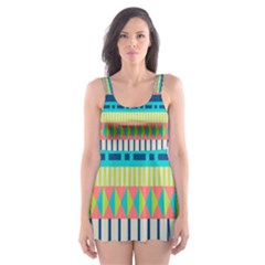 Aztec Triangle Chevron Wave Plaid Circle Color Rainbow Skater Dress Swimsuit by Mariart