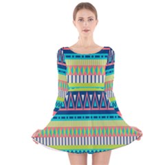 Aztec Triangle Chevron Wave Plaid Circle Color Rainbow Long Sleeve Velvet Skater Dress by Mariart